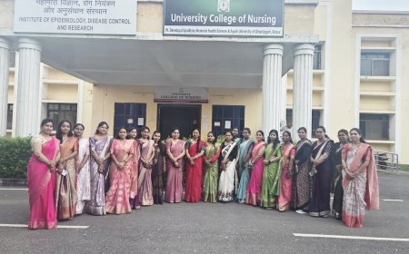 शासकीय नर्सिंग महाविद्यालय में विकसित भारत थीम पर रंगोली प्रतियोगिता