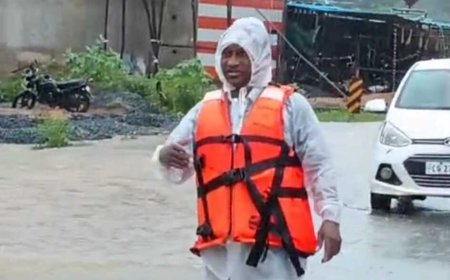 मूसलाधार बारिश के बीच मददगार बने नरेंद्र मेश्राम, जलभराव में राहगीरों को कराया सुरक्षित पार