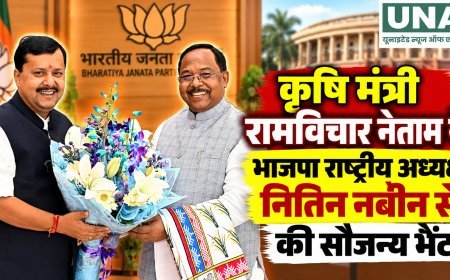 कृषि मंत्री रामविचार नेताम ने भाजपा राष्ट्रीय अध्यक्ष नितिन नबीन से की सौजन्य भेंट