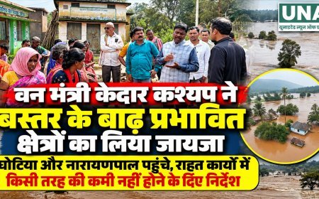 वन मंत्री केदार कश्यप ने बस्तर के बाढ़ प्रभावित क्षेत्रों का लिया जायजा, राहत कार्यों में तेजी के निर्देश
