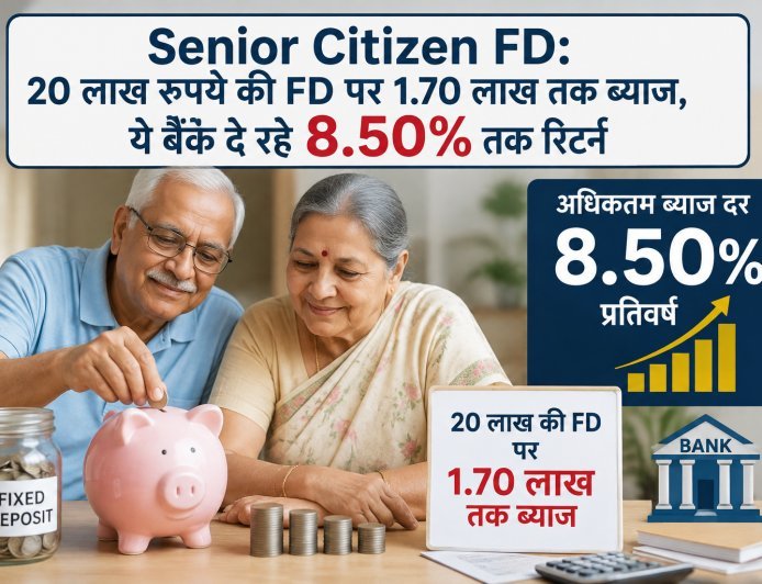 Senior Citizen FD: 20 लाख रुपये की FD पर 1.70 लाख तक ब्याज, ये बैंक दे रहे 8.50% तक रिटर्न