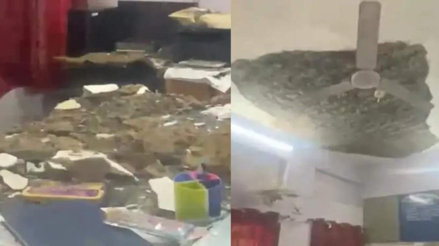 पाटन तहसील कार्यालय में बड़ा हादसा टला, तहसीलदार की कुर्सी पर गिरा छत का प्लास्टर; टेबल-कंप्यूटर क्षतिग्रस्त