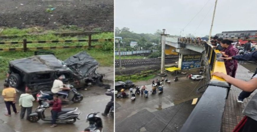 इंदौर में शराब के नशे में थार का खौफनाक हादसा, ब्रिज की रैलिंग तोड़ 50 फीट नीचे गिरी गाड़ी