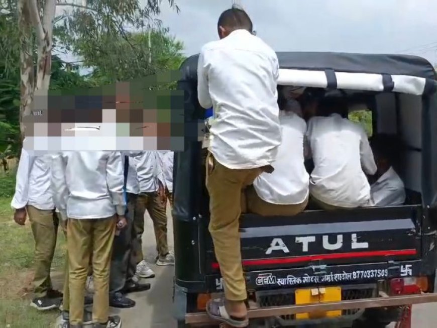 शहडोल में 5 सीटर ऑटो में 18 से ज्यादा स्कूली बच्चे, NH-43 पर ओवरलोडिंग का वीडियो वायरल