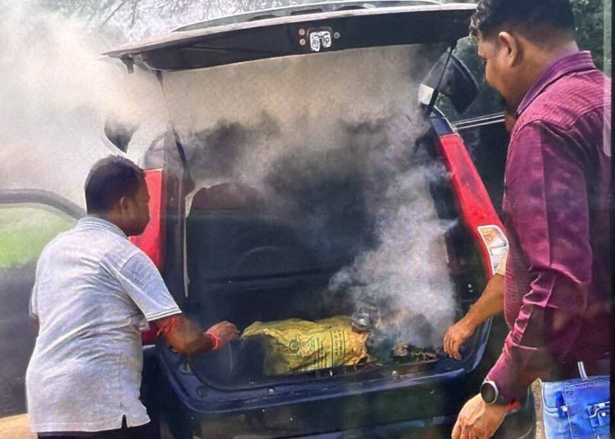 महासमुंद में गांजा तस्करों ने कार में लगाई आग, 2 गिरफ्तार; एक आरोपी फरार
