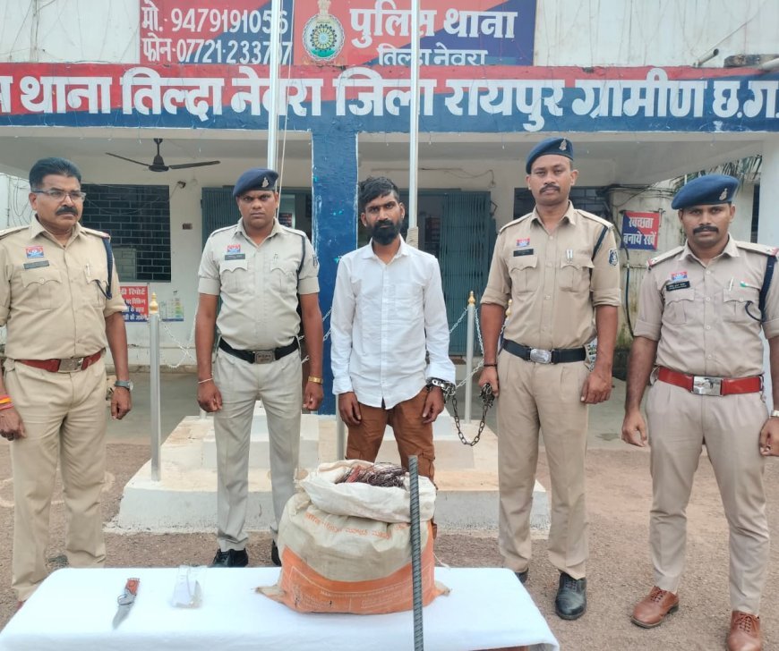 तिल्दा-नेवरा में दुकान का शटर तोड़कर तांबा चोरी करने वाला आरोपी गिरफ्तार
