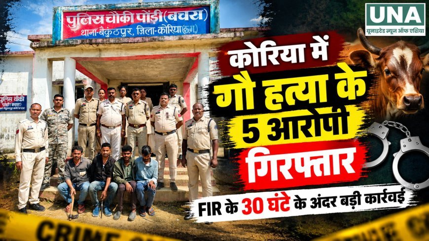 कोरिया में गौवंश अवशेष मिलने के मामले में 30 घंटे में 5 आरोपी गिरफ्तार