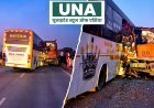 रायपुर-बिलासपुर नेशनल हाईवे पर भीषण सड़क हादसा, खड़े ट्रक से टकराई यात्री बस, 3 की मौत, 10 घायल