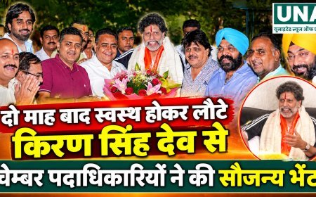 दो माह बाद स्वस्थ होकर लौटे भाजपा प्रदेश अध्यक्ष किरण सिंह देव से चेम्बर पदाधिकारियों ने की सौजन्य भेंट