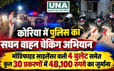 कोरिया में पुलिस का सघन वाहन चेकिंग अभियान, 30 प्रकरणों में 48,100 रुपये जुर्माना