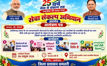 सेवा संकल्प अभियान: नगरी में 8 अक्टूबर को जनकल्याणकारी शिविर, दिव्यांगजनों को मिलेंगे सहायक उपकरण