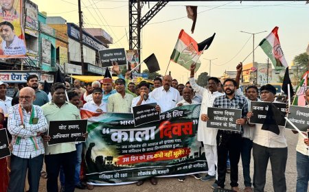 दुर्ग ग्रामीण में कांग्रेस का ‘काला दिवस’ प्रदर्शन, जामुल में भैंस के सामने हॉर्न बजाकर जताया विरोध