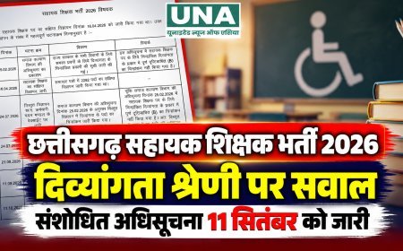 छत्तीसगढ़ सहायक शिक्षक भर्ती 2026: दिव्यांगता श्रेणी को लेकर विभागीय स्थिति स्पष्ट, संशोधित अधिसूचना पर उठे सवाल