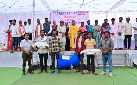 सेवा संकल्प अभियान: शामपुर में मत्स्य हितग्राहियों को वितरित किए गए मछली पकड़ने के जाल