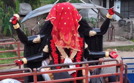 पेंड्रा में 13 अक्टूबर को आएंगी मां मन्नत वाली महाकाली, जबलपुर से रवाना हुई भव्य प्रतिमा
