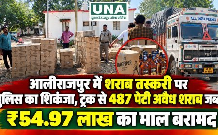 आलीराजपुर में शराब तस्करी पर पुलिस का शिकंजा, ट्रक से 487 पेटी अवैध शराब जब्त; ₹54.97 लाख का माल बरामद