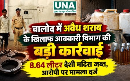 बालोद में अवैध शराब के खिलाफ आबकारी विभाग की बड़ी कार्रवाई, 8.64 लीटर देशी मदिरा जब्त, आरोपी पर मामला दर्ज