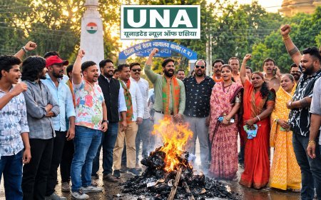 बालोद में मल्लिकार्जुन खड़गे के कथित बयान पर भाजयुमो का विरोध, जय स्तंभ चौक पर पुतला दहन