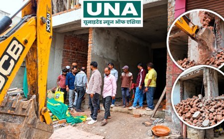 रायपुरा में अवैध निर्माण पर नगर निगम जोन 8 की कार्रवाई, सड़क से निर्माण सामग्री हटाकर 35 हजार रुपये जुर्माना वसूला