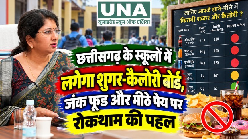 छत्तीसगढ़ के स्कूलों में लगेगा शुगर-कैलोरी बोर्ड, जंक फूड और मीठे पेय पर रोकथाम की पहल