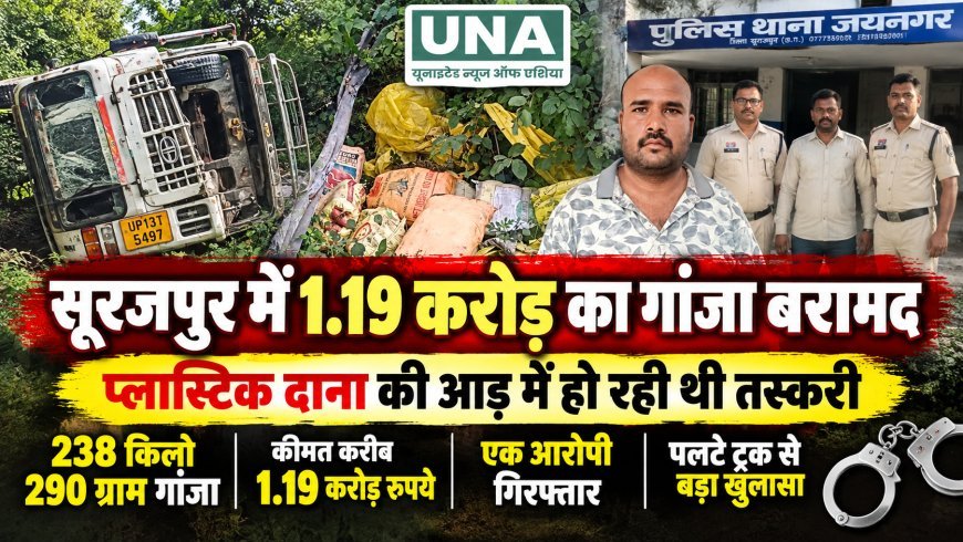 सूरजपुर में 1.19 करोड़ का गांजा बरामद, प्लास्टिक दाना की आड़ में हो रही थी तस्करी