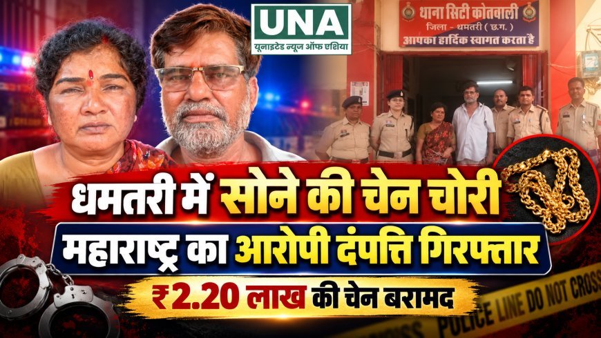 धमतरी में ज्वेलरी दुकान से 2.20 लाख की सोने की चेन चोरी, महाराष्ट्र के आरोपी पति-पत्नी गिरफ्तार
