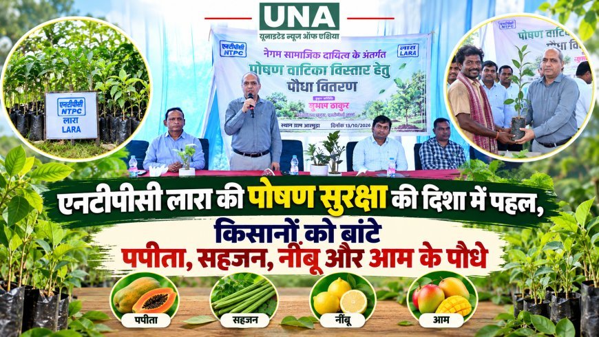 एनटीपीसी लारा की पोषण सुरक्षा की दिशा में पहल, किसानों को बांटे पपीता, सहजन, नींबू और आम के पौधे