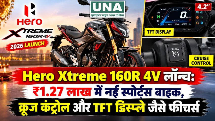 Hero Xtreme 160R 4V लॉन्च: ₹1.27 लाख में नई स्पोर्ट्स बाइक, क्रूज कंट्रोल और TFT डिस्प्ले जैसे फीचर्स