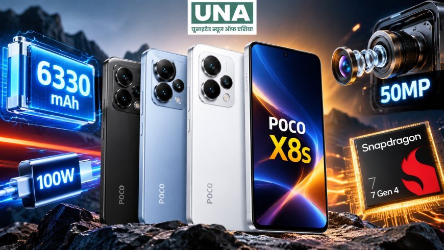 POCO X8s लॉन्च: 6,330mAh बैटरी, 100W फास्ट चार्जिंग और 50MP कैमरा, जानें कीमत और फीचर्स