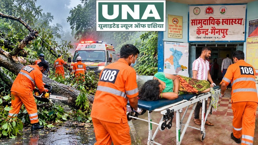 तूफान में फंसी प्रसूता तक पहुंची 108 एंबुलेंस टीम, पेड़ काटकर बनाया रास्ता; पेश की मानवता की मिसाल
